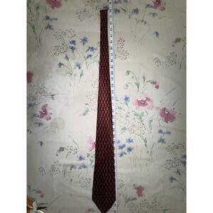 Carlos DeVenezia Silk Tie Red Geometric Pattern Roma Barcelona Italy